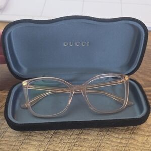 Gucci Women's Transparent Pink Accent Glasses